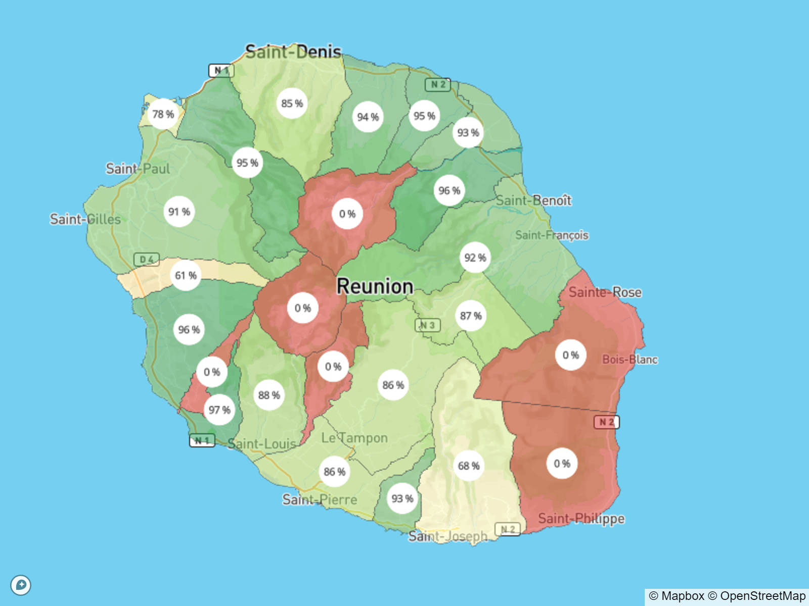 Cartographie de la fibre à La Réunion en 2022